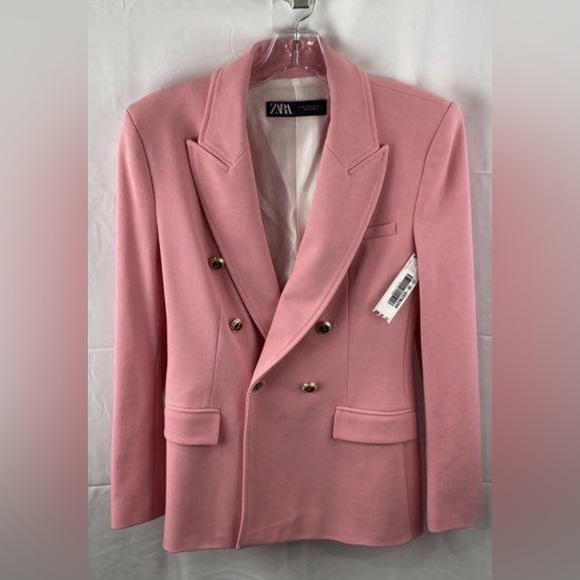 Zara Blush Pink Double-Breasted Blazer - Picture 6 of 7